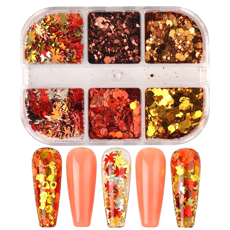 6 Grilles de paillettes et de  - Nail Art Orange avis et prix