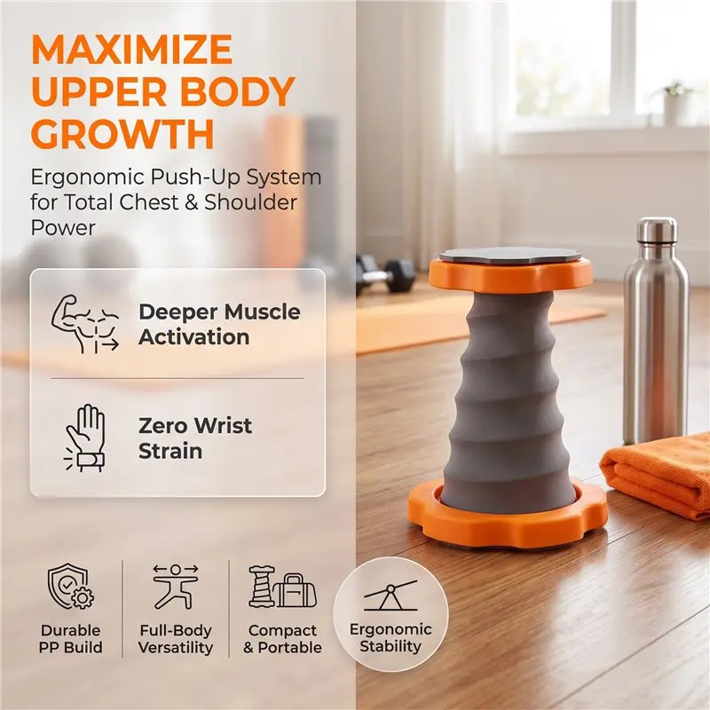 Full Home Workout Equipment-Push Up Bar With Waist& Core Support-Enhance Upper Body Strength, Reduce Strain