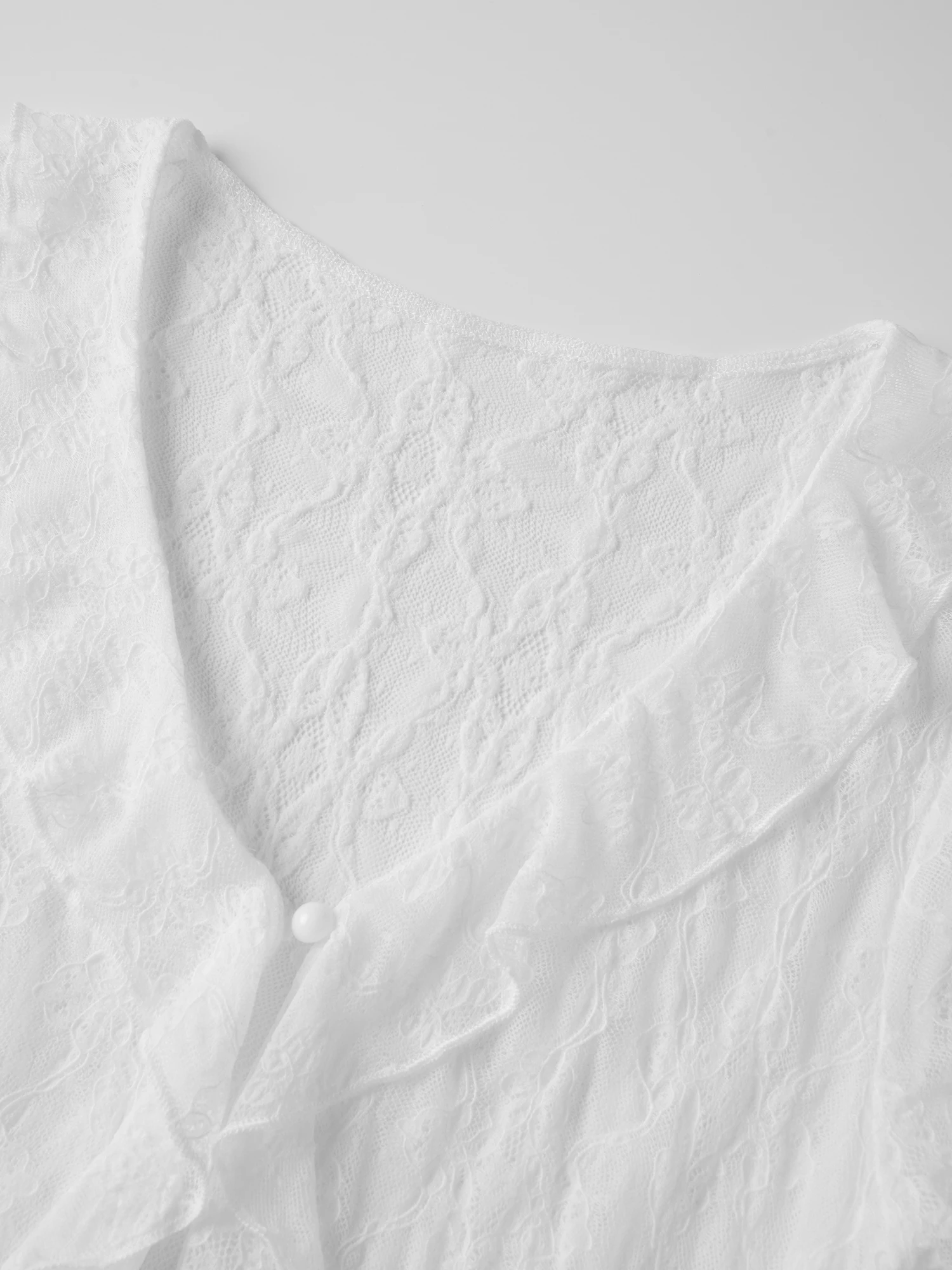 Dames zomer bloemenprint chiffon blouse pure V-hals ruches mouw button-down lichtgewicht shirt cover-up strandtop