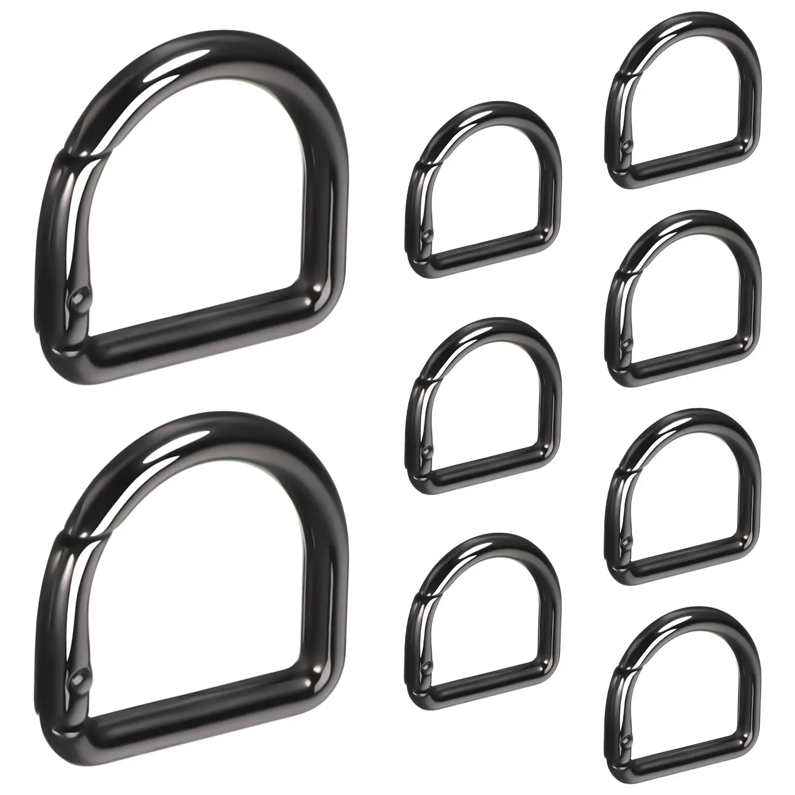 

9 Pcs Spring Coil Small D Buckle Rings for Purse Alloy Keys Backpack Strap Clip