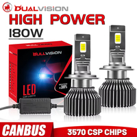 Dualvision H7 H4 H11 K5C Pro LED Headlight 180W High Power Canbus H1 H8 HB4 HB3 9005 9006 Turbo Lamp 6000K CSP Chip Car Light