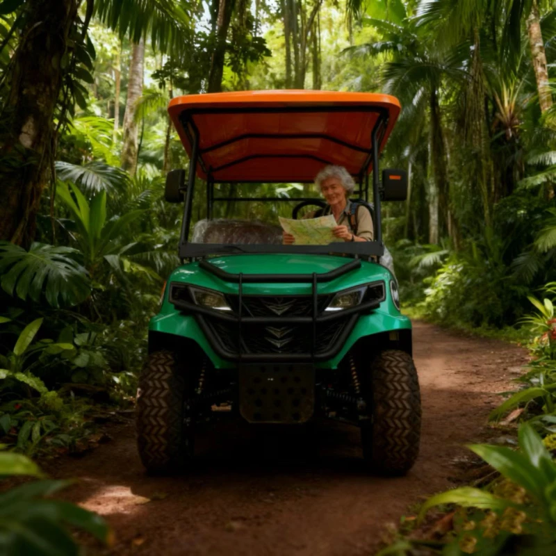 عربة جولف بمقعد 4WD 6/8 بقدرة مخصصة بشكل احترافي، عربة جولف كهربائية قوية ومضادة للانزلاق على الطرق الوعرة #5