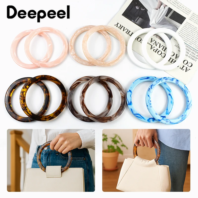 1/2/4Pcs Resin Round Bags Handle Plastic Amber O Rings for Purse Handbag Handles DIY Handmade Craft Woven Bag Accessories