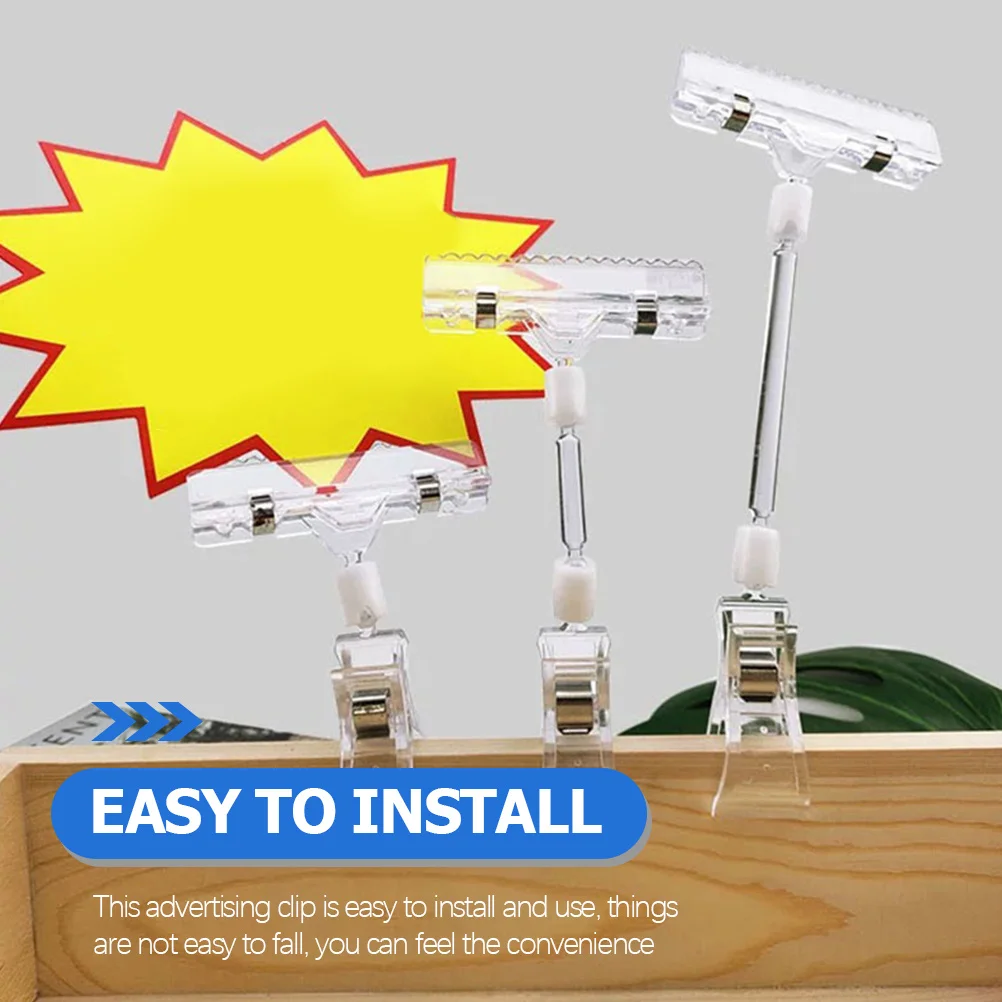 

12Pcs Retail Sign Clips Plastic Sign Holder Clips Rotatable Price Tag Holder for Supermarket Display Use