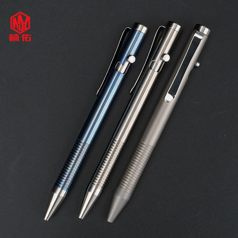 

1PC Titanium Alloy Bolt Tactical Pen Business Office Metal Ballpoint Pen Black Gel Pen