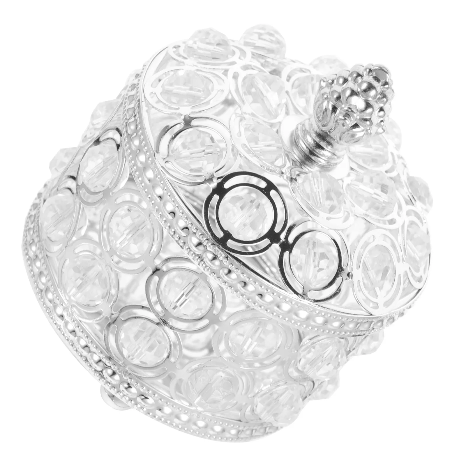 

Креативная шкатулка для украшений из кристаллов: премиум-класс, изысканная конструкция из сплава, полая элегантная форма, настольный органайзер для ожерелий и колец