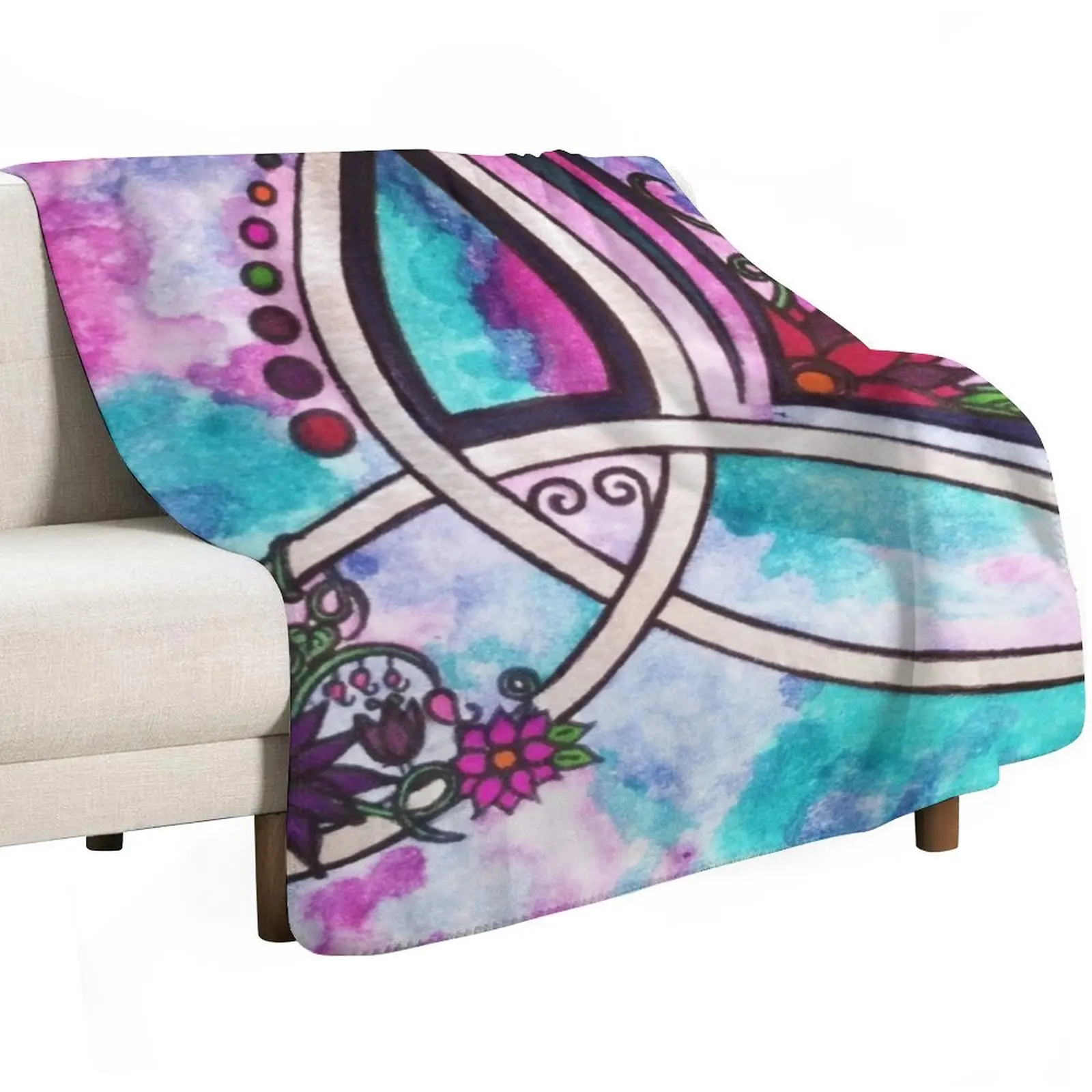 Bright floral triquetra Throw Blanket Weighted Luxury Soft Plaid Blankets For Sofas Decorative Sofas Summer Beddings Blankets