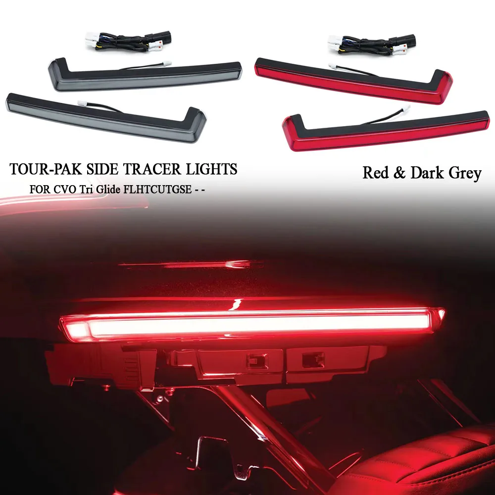 Paquete de Tour Pak rojo/humo para motocicleta, Panel de marcador lateral con acento, lámpara de luz LED para Harley Touring 2014-2022 2020 Electra Road Glide