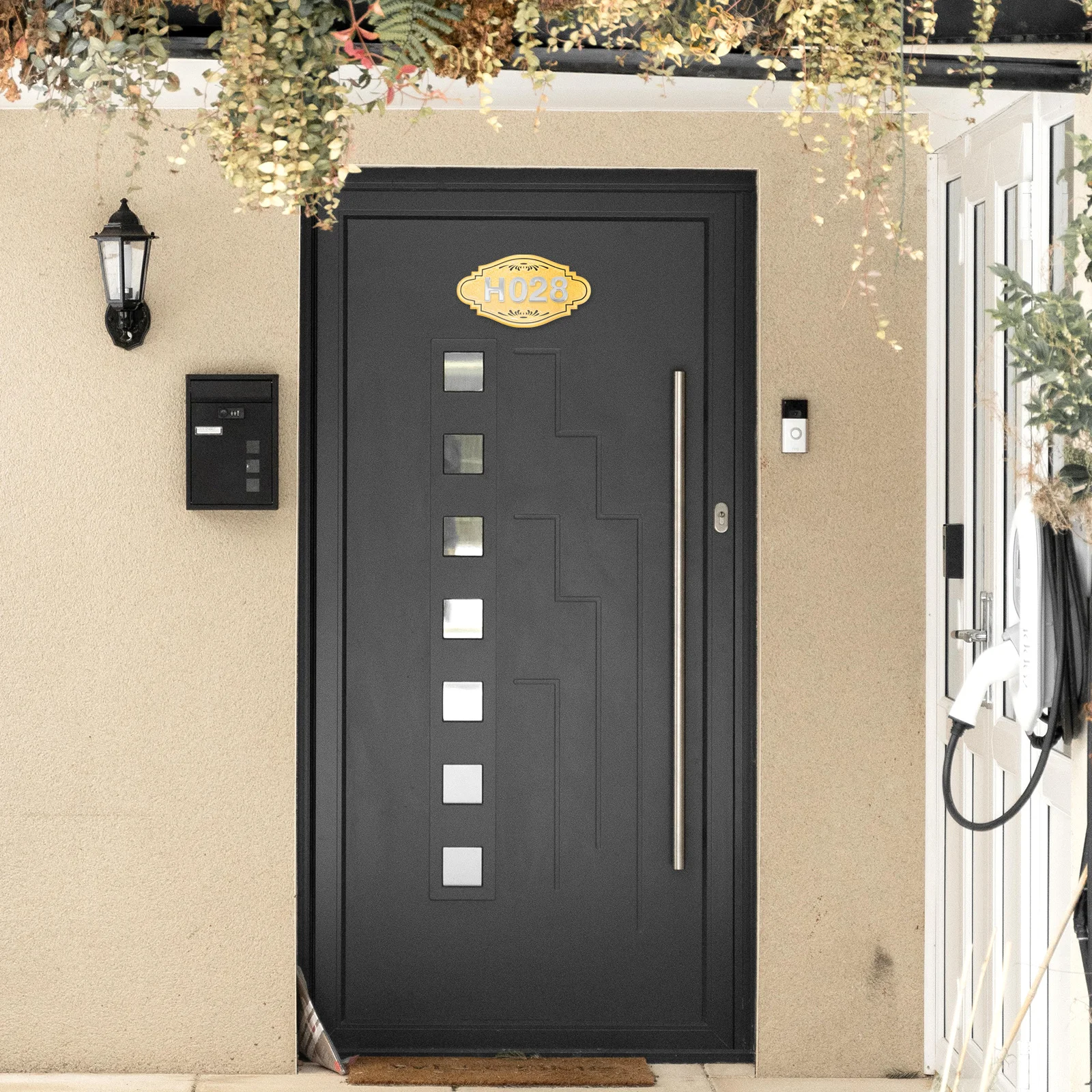 

4Pcs Relief Doorplate Acrylic Embossment Durable Waterproof Retro Style for Hotel Room Number Sign Decorative House Doorplate