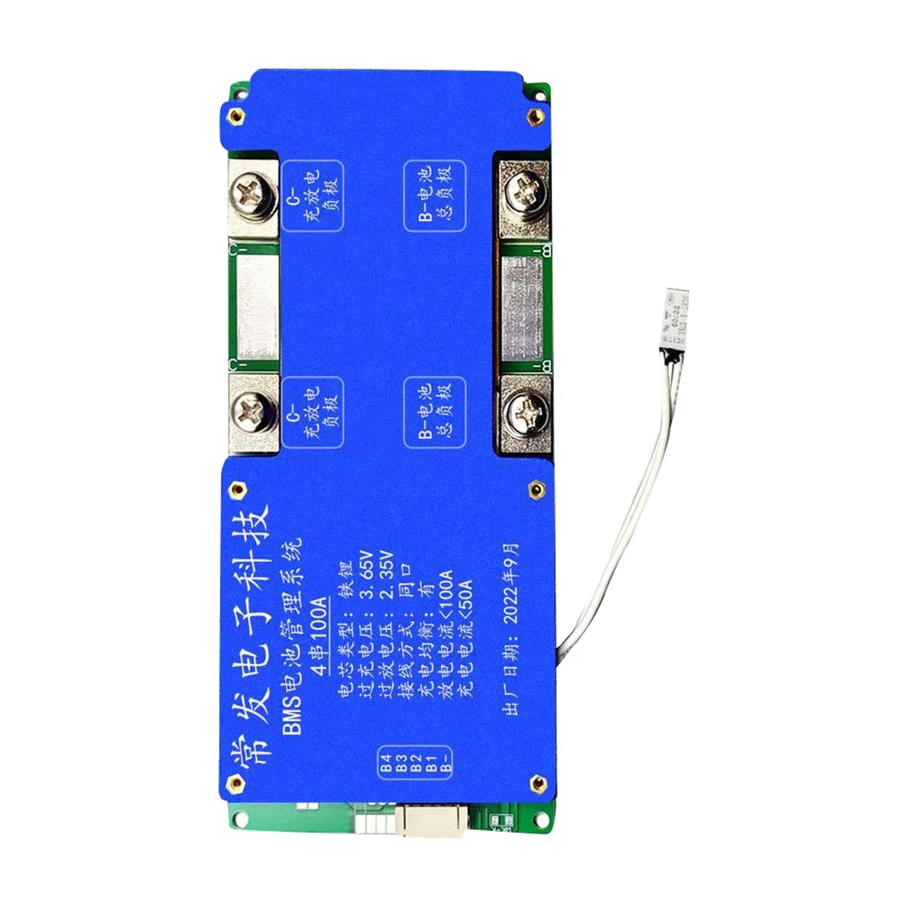 4S 14.6V 100A LiFePO4 Battery Protection Board Same Port with Equalization Temperature Control 100A BMS for Inverter