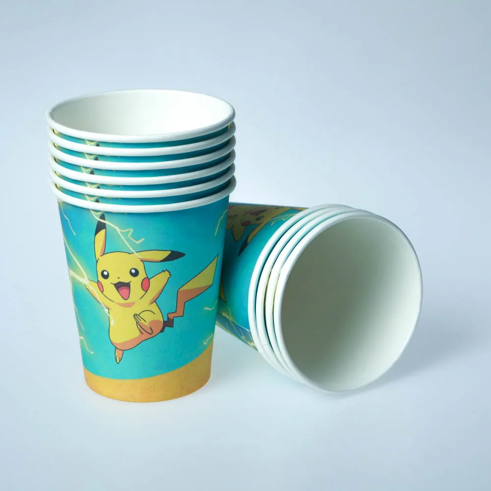 60 Stück Pokémon Tischgeschirr Pikachu Geburtstagsdekoration Einwegbecher Teller Servietten Alles Gute zum Geburtstag Babyparty-Zubehör Spielzeug – Detail 11