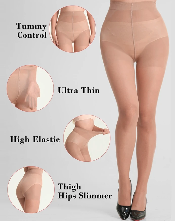 Sexy chicme shapesculpt calças de cintura alta controle superior moldar sheer meia-calça nova moda 2025 casual