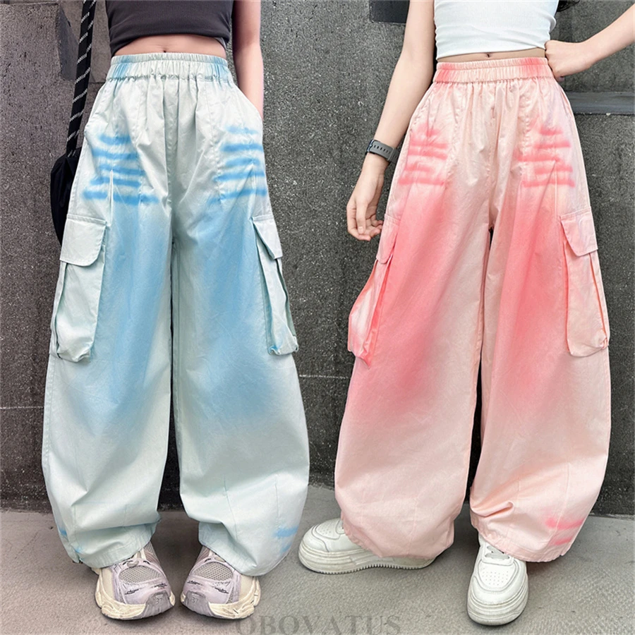 

Children Y2K New Casual Cotton Cargo Pants Gothic Spray Printing Trousers Girls Fashion Streetwear Bottoms Kids Clothing Joggers