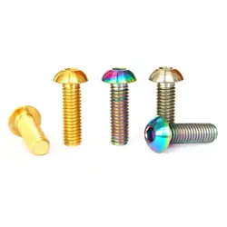 4pcs M2 M2.5 5/6/8/10/12/15/18/20mm GR5 Golden/Ti/Rainbow Titanium Screws Dome Button Head Allen Model