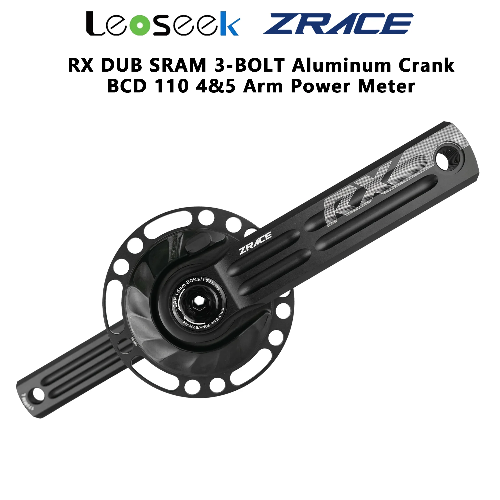 ZRACE RX Power Meter Crank, BCD110, DUB Bottom Bracket, Power Crank, Compatible with Both 110 BCD 4-Arm and 5-Arm