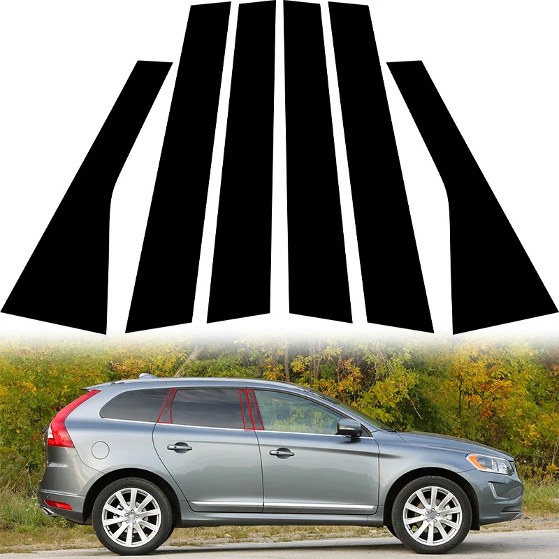 

For Volvo XC60 2009 2010-2013 2014 2015-2017 Car Gloss Black Pillar Posts Door Side Moulding Sticker Window Decor Cover
