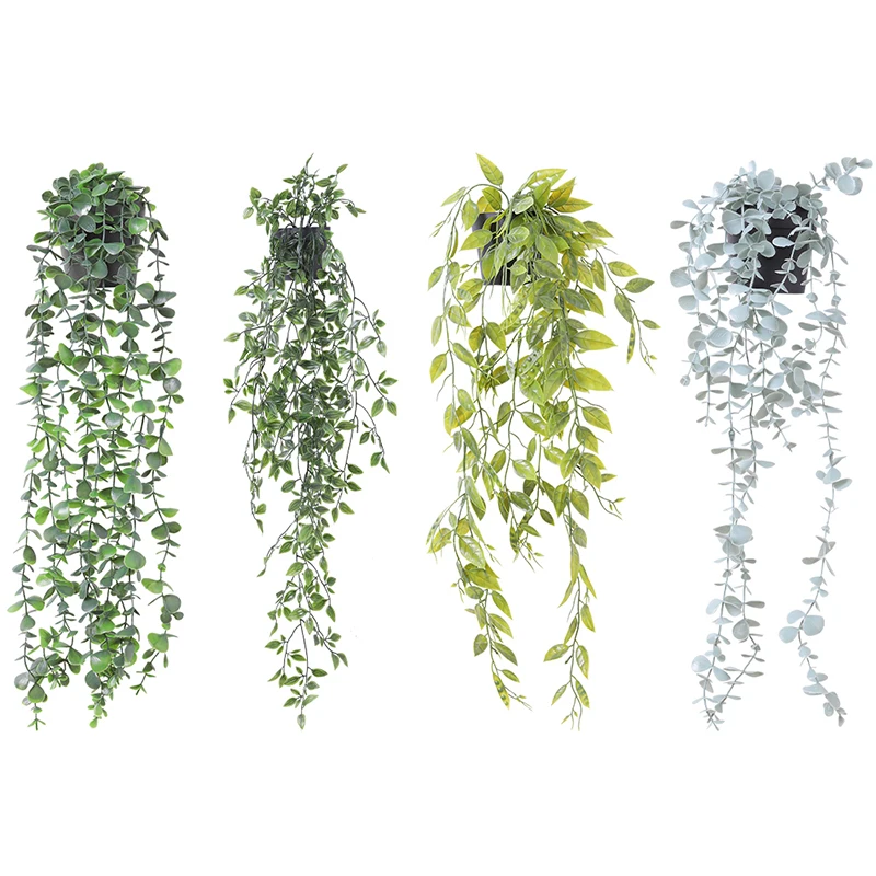 

1Pcs Artificial Eucalyptus Rattan Hanging Plants Fake Potted Plants Green Plants for Wall Room Home Indoor & Outdoor Decoration