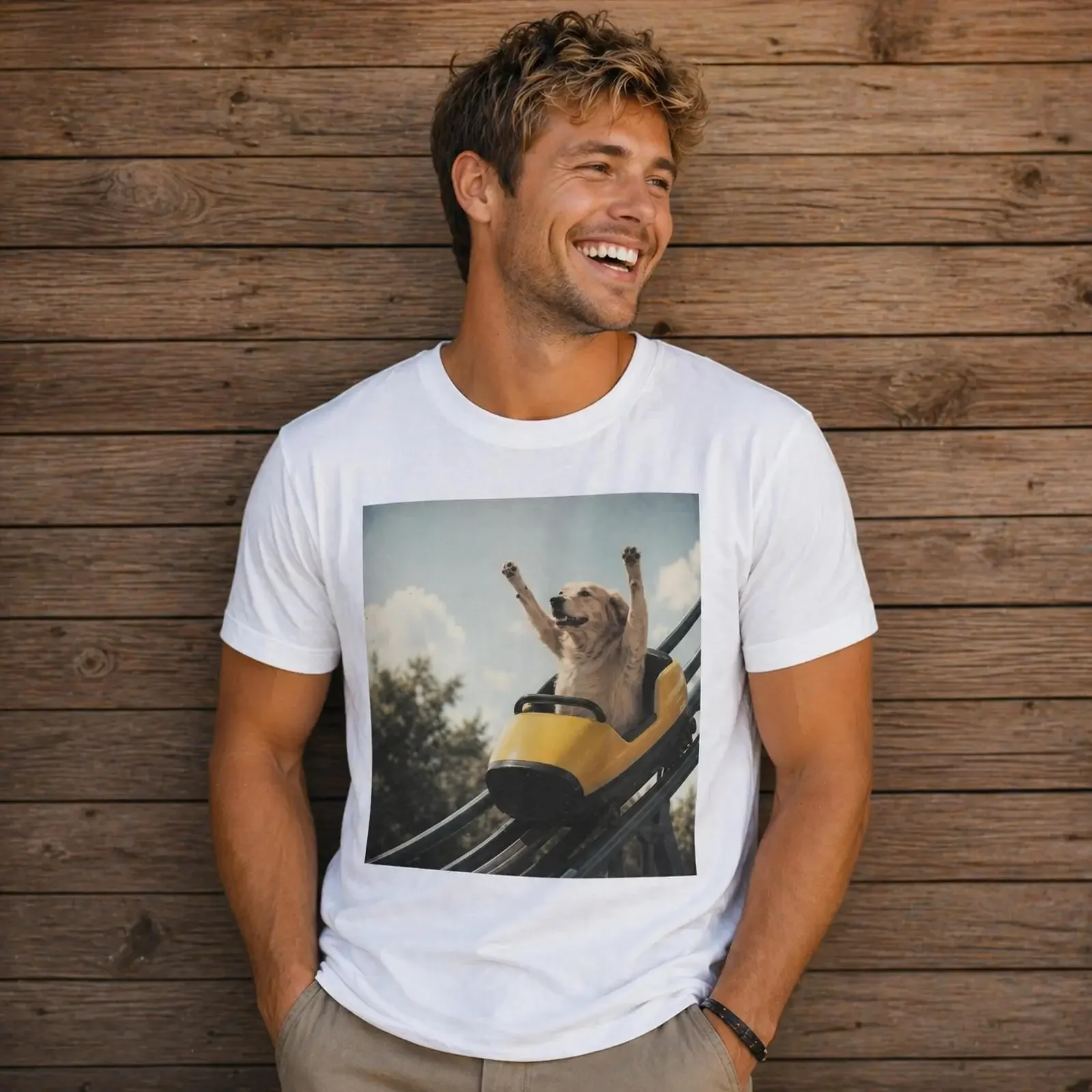 Funny Dog Roller Coaster Meme T Shirt Edgy Face for Lovers Owner vintage Washed Breathable Comfortable Versatile homme Slightly