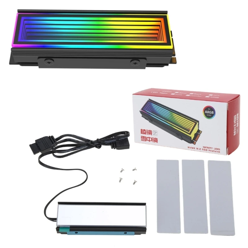 M.2 SSD Heatsink SSD Heat sink Cooler SSD Radiator ARGB Light Radiator with Multi-color Modes Aluminum Radiator