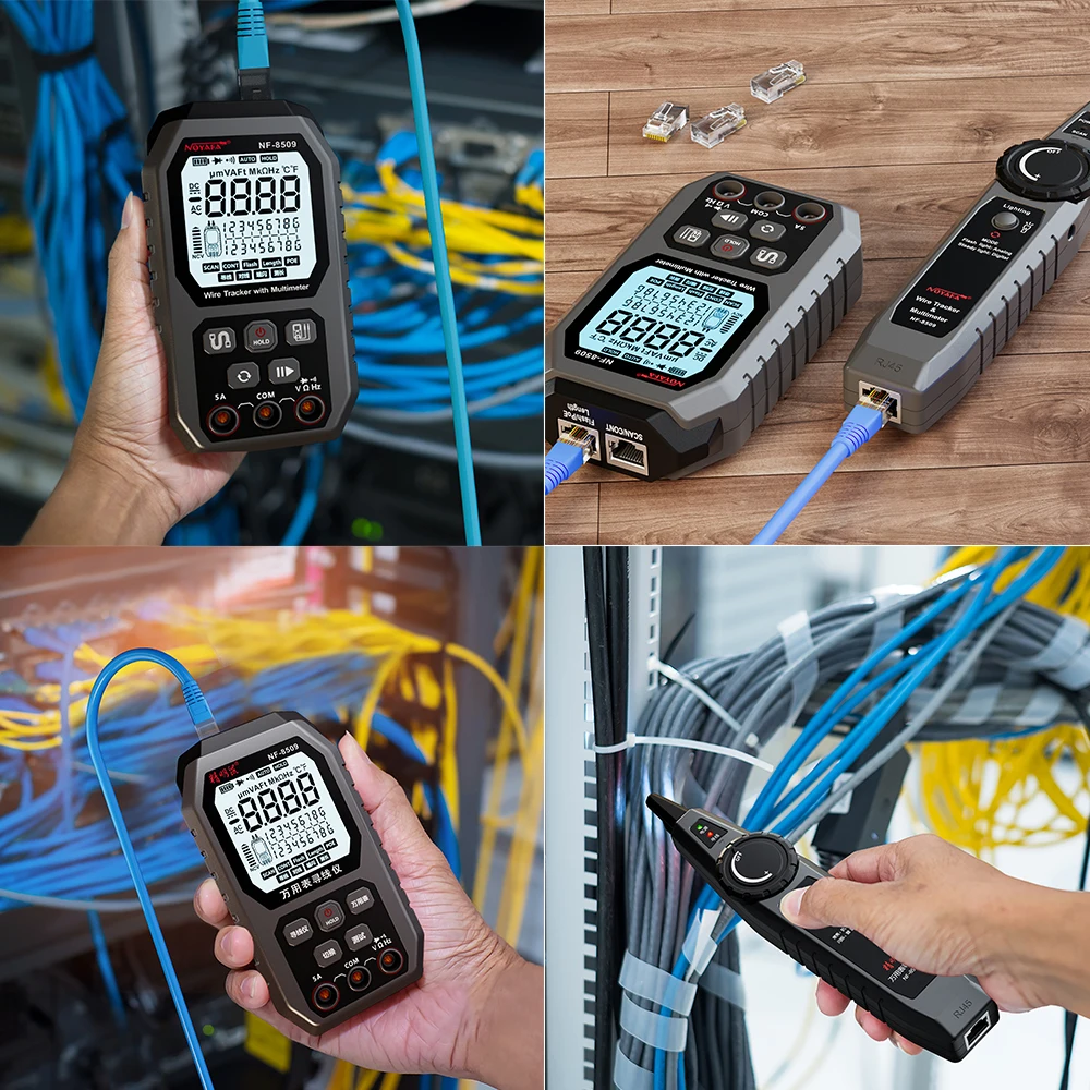 Imagem -03 - Multímetro Tester Network Line Cabo Finder Teste Poe Ncv ac dc Lcd Wire Tracke Nf8509 Noyafa-two-in1
