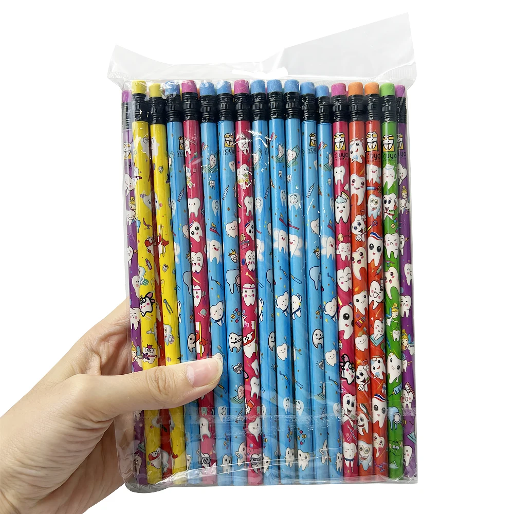 50pcs/bag Cute Cartoon Tooth Pattern Pencil, Dental Clinic Hospital Use Gift Souvenir, Hospital Study And Office Supplies