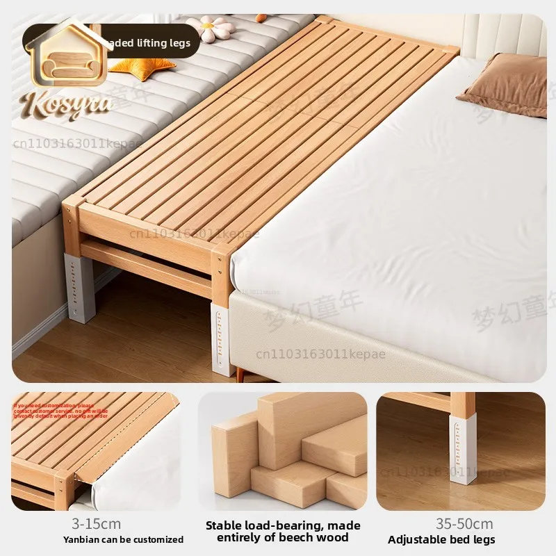 Beech bed widening artifact big side splicing custom widening small bed adults can sleep flat extra bed