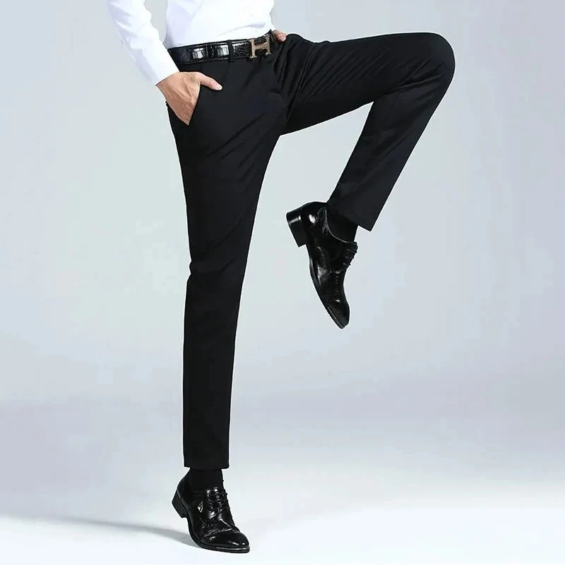 

Men's Summer Spring Business Casual Long Pants Suit Pants Male Elastic Straight Fashion Formal Trousers Plus Big Size 28-40