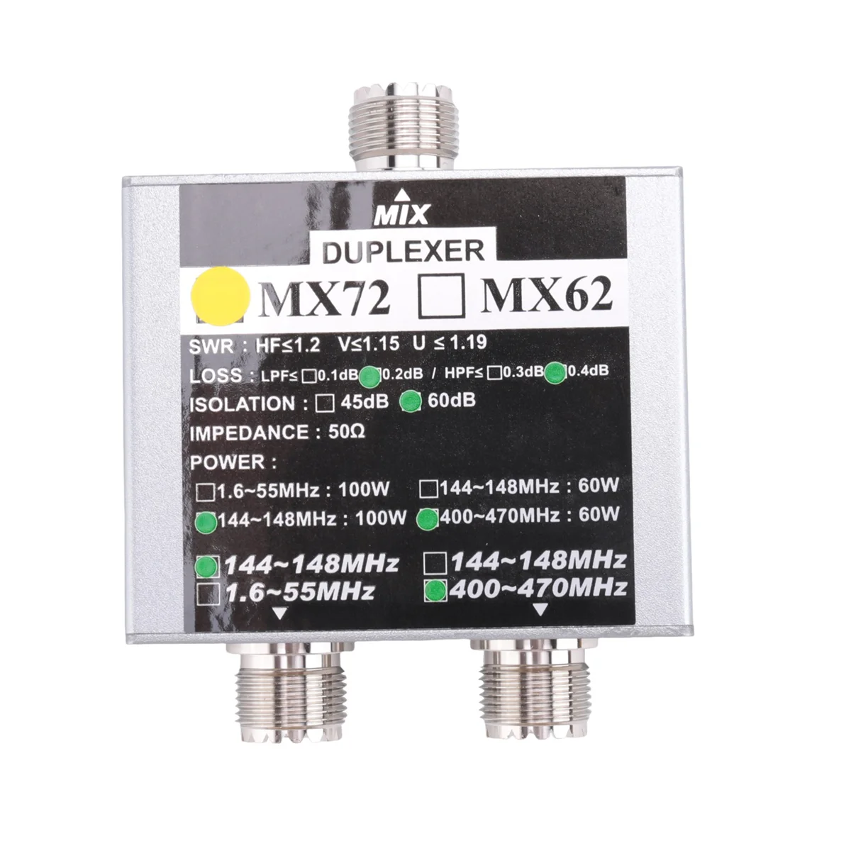 Best HF Walkie Talkie Ham VHF UHF Tri-Band Amateur Two Way Radio Antenna Combiner MX72 60-100W Linear Antenna Duplexer