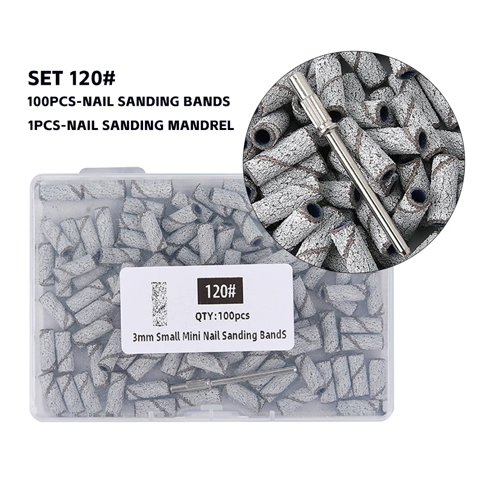 3 mm Nagelschleifbänder, Körnung 80/120/180/240, Mini-Nagelbohrer, elektrisches Nagelfeilen-Zubehör, Polieren, Maniküre-Werkzeug, 50/100 Stück