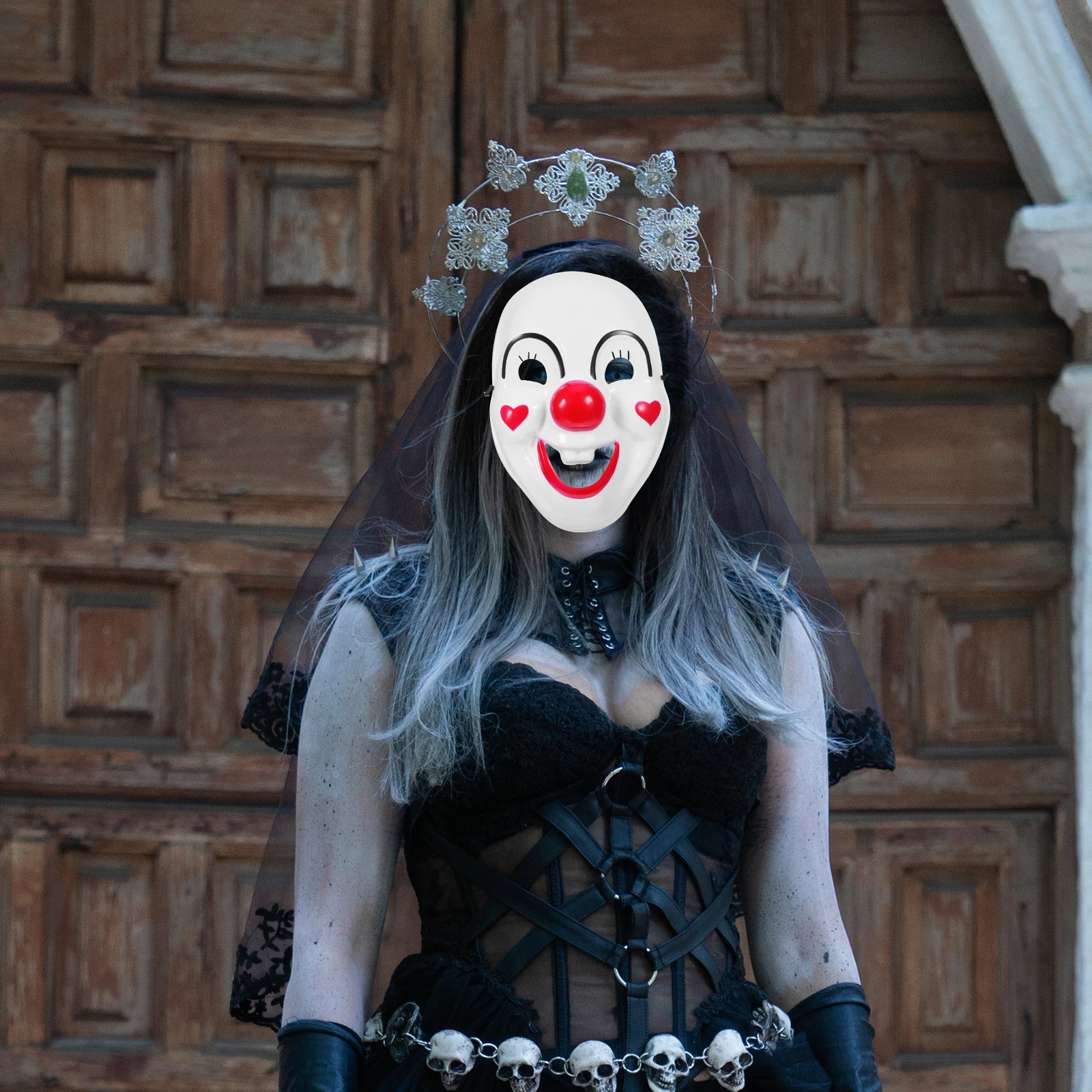 

2pcs Smile Face Clown Mask Plastic PVC Kids Adult Party Funny Halloween Masquerade Prop Decorative Masks Family Accessories