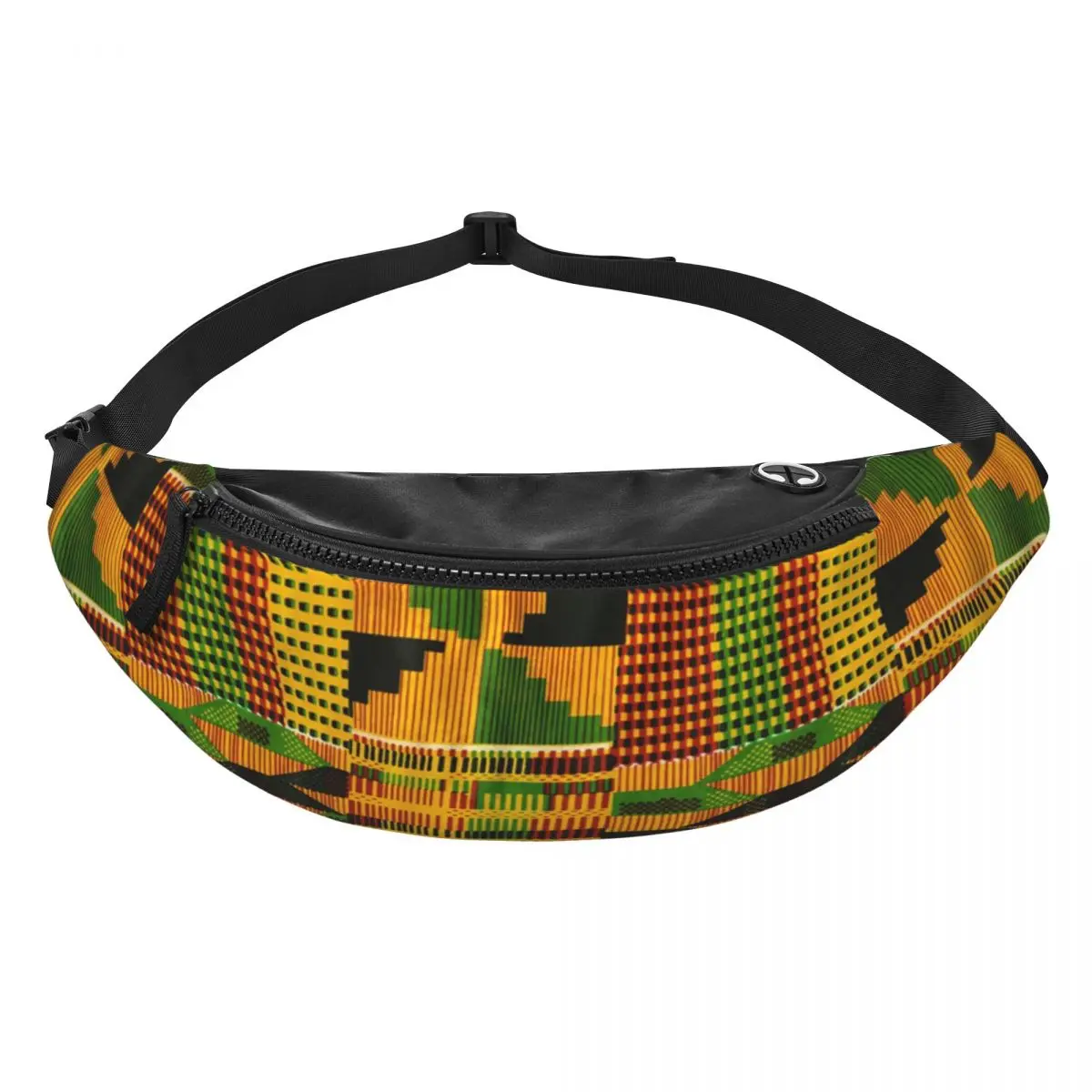 African Kente Cloth Design Fanny Pack for Men Women Africa Ethnic Pattern Crossbody Waist Bag Cycling Camping Phone Money Pouch