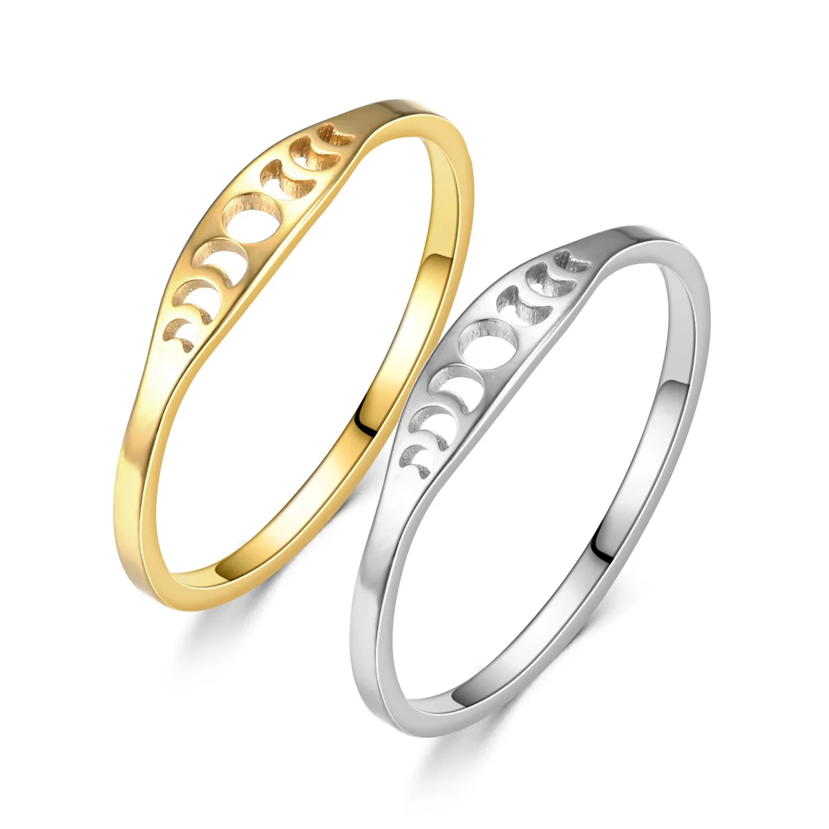 Stainless Steel Crescent Moon Phase Ring for Women 2025 Witch Amulet Jewelry Gift Skyrim Theme Wholesale