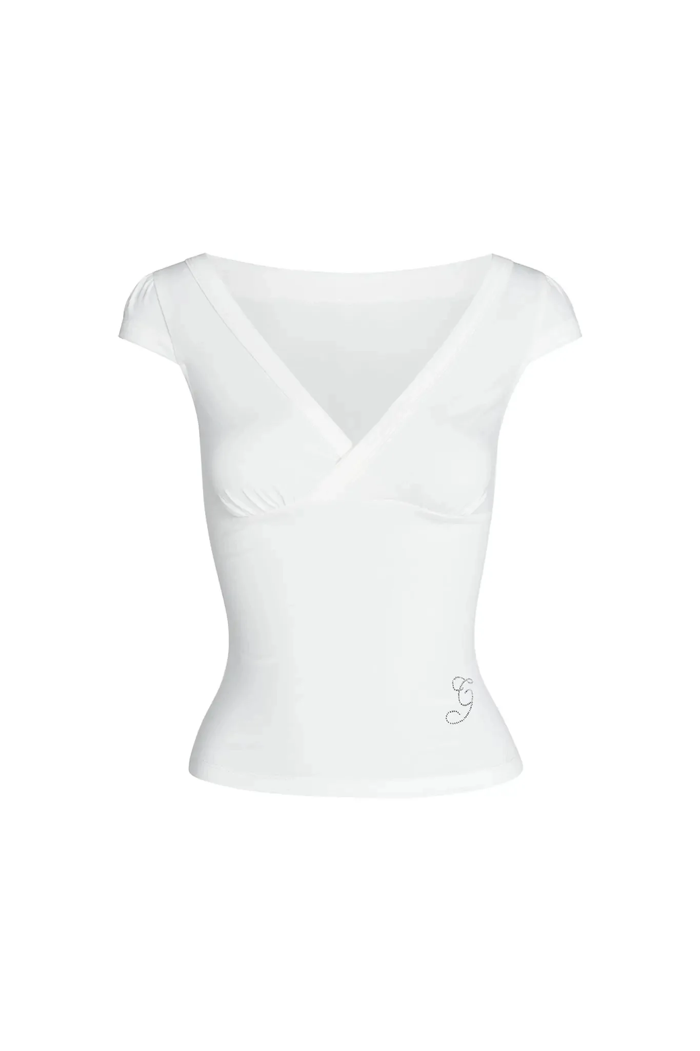 I.AM.GIA white V-neck slim-fit T-shirt tight-top short top