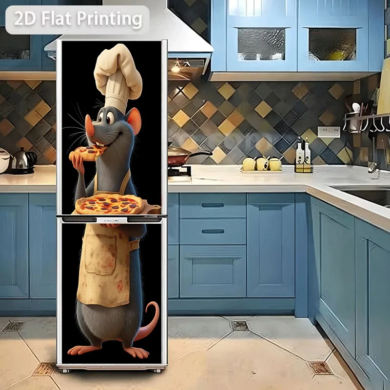 Refrigerator Sticker  Refrigerator Dishwasher Sticker Chef Remy'S Delicious Pizza Moment Theme Design Wall Decoration Self-Adh