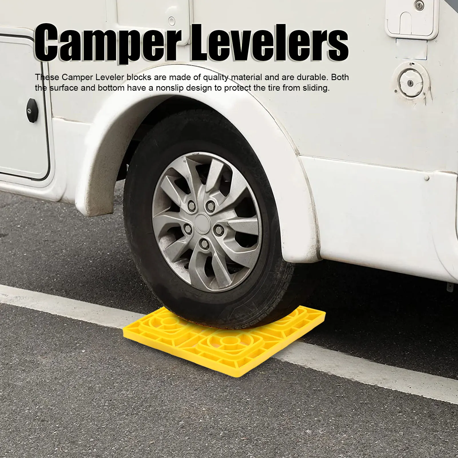 Levelers Easy To Store Yellow   Leveling Blocks Antislip Pads with Storage Bag for Car RV Trailer
