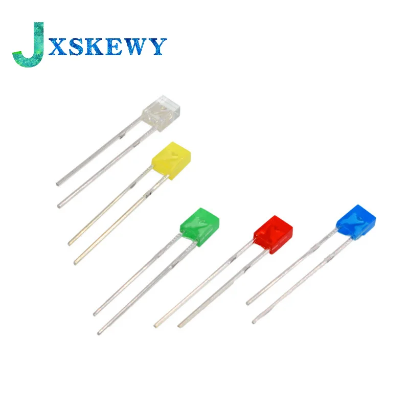100pcs 2x3x4 Rectangular LED Emitting Diode Lamp White Red Green Blue Yellow Orange Clear Diffused Color Micro DIY Indicator 3V
