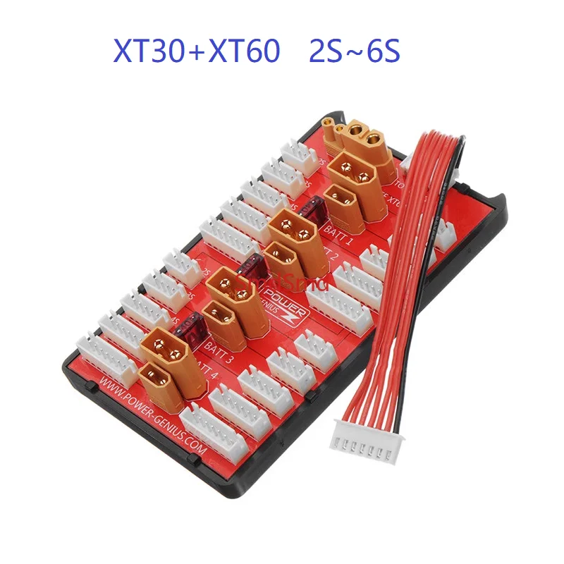XT60+XT30&2-in-1 simultaneous charging of 4 sets of 2S-6S lithium battery expansion parallel charging board models