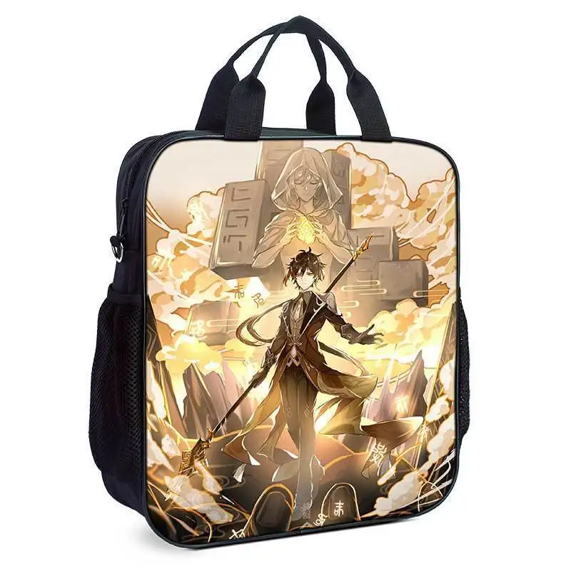 Genshin Impact Hu Tao Zhongli For Primary And Secondary School Students, Unisex Handbag, Children's Tutoring Crossbody Bag, Ani