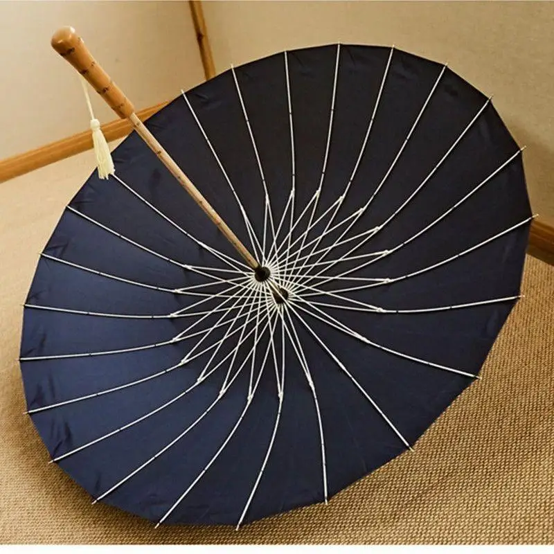 Japanese Style 24 Bone Mori-inspired Retro Minimalist Straight-handled Long Umbrella Fiber Bone Trendy Antique Style Umbrella