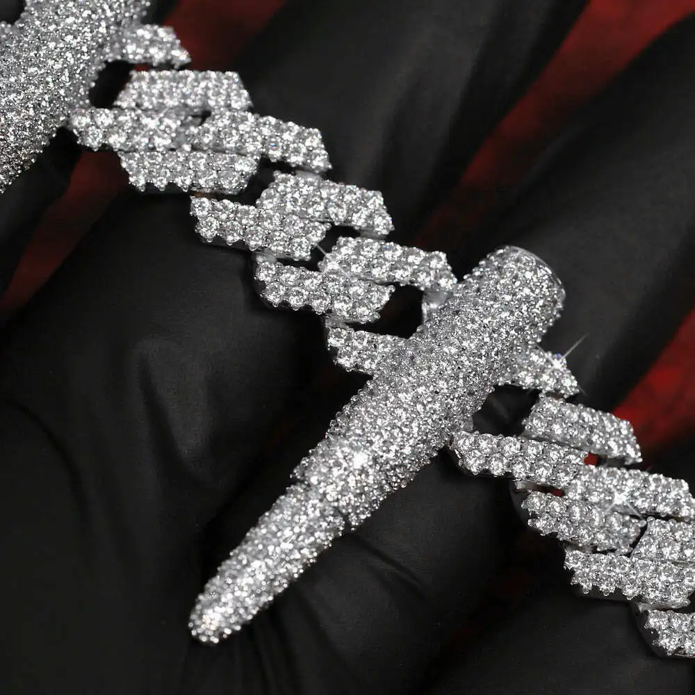 

Cuban Chain Necklace Hip Hop Jewelry 10mm 925 Sterling Silver Gold Plated Moissanite Diamond Necklace