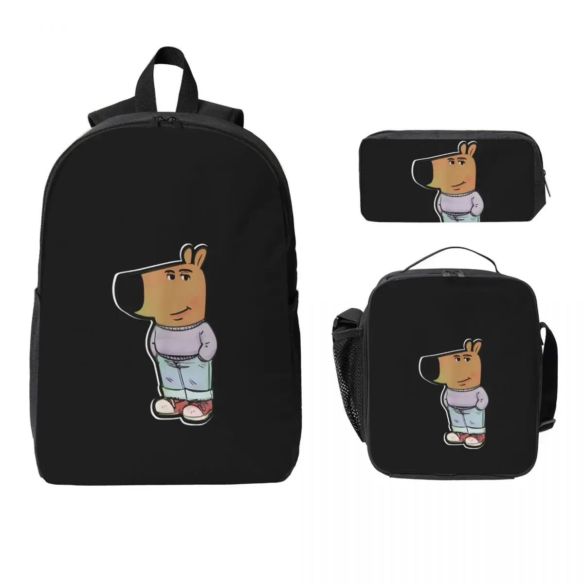 

Мой новый персонаж — Chill Guy Рюкзак для мальчиков и девочек BookBag Школьная сумка Компьютерные сумки на плечо 3ps Изолированная сумка для обеда Пенал
