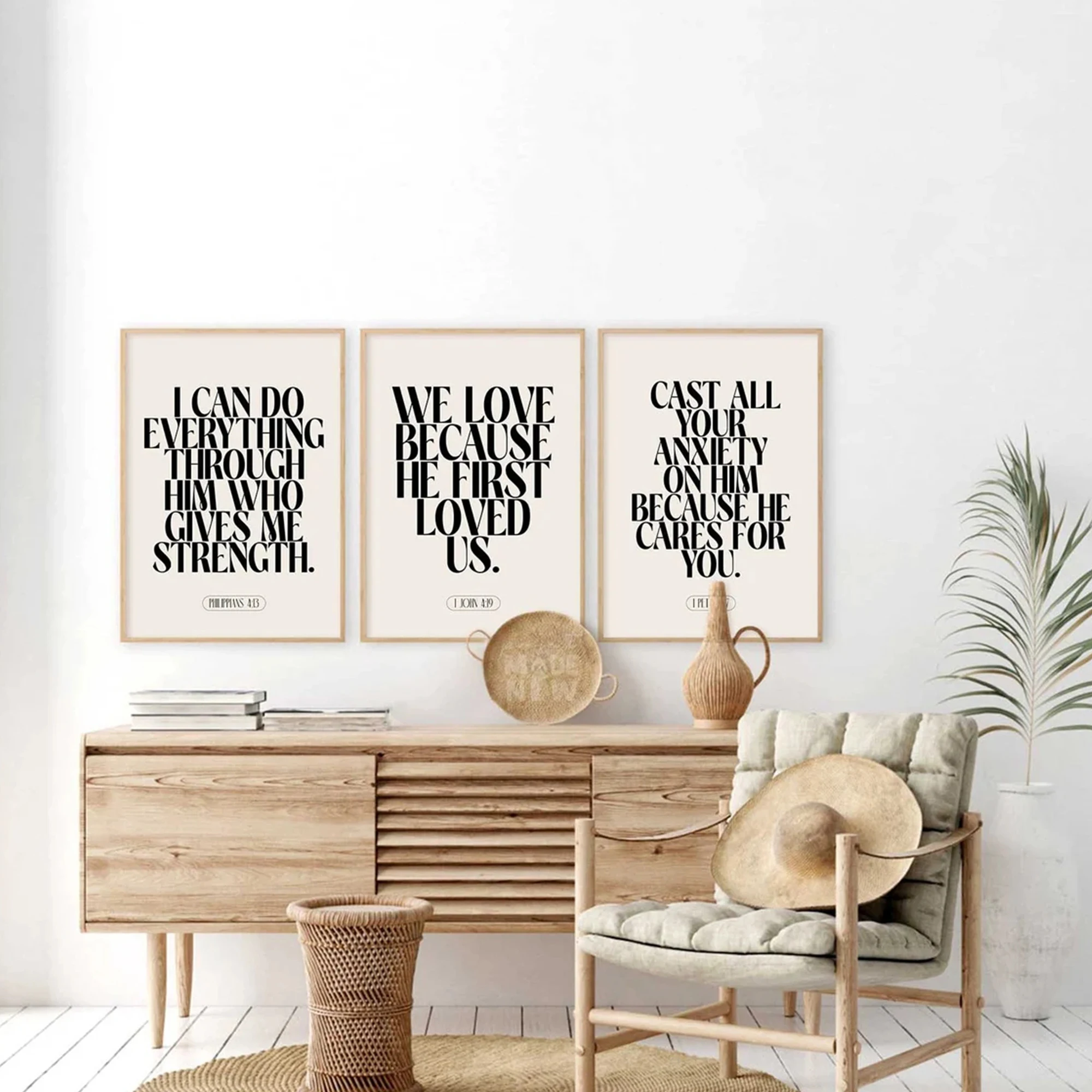 3pcs frameless Canvas Painting Modern Bible Verses Minimalist Scripture Wall Art Print Canvas Painting Poster Picture For Living