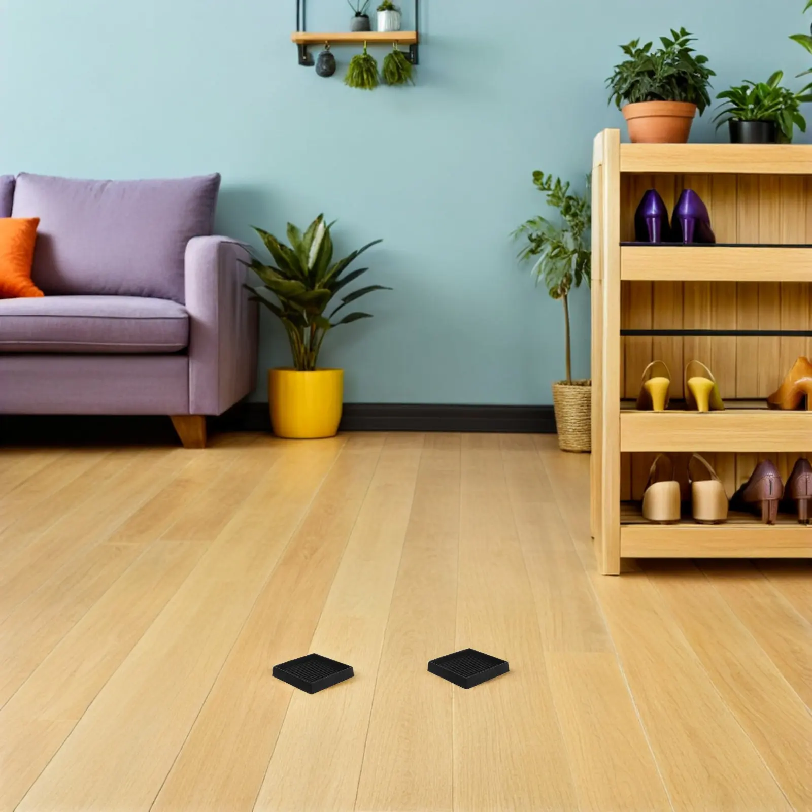 8Pcs Square Furniture Pads Rubber Non-Slip Caster Cups for Chair Table Legs Floor Protection Hardwood Tile Anti-Slide Grip