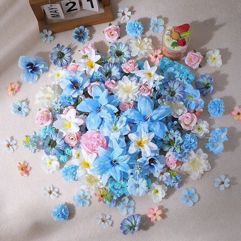 20/40/52 Stück Blau-Rosa Mix Künstliche Blumen Seidenblumen für Heimdekoration DIY Bastelzubehör Geschenke Braut Hochzeitsdekoration – Detail 8
