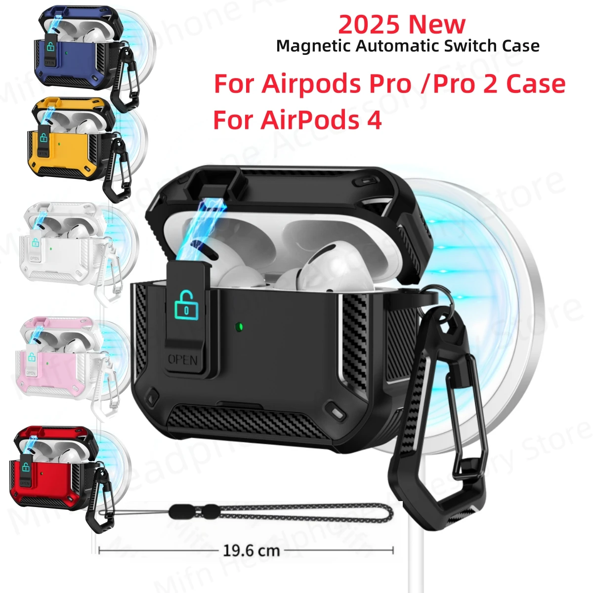 Чехол с замком из углеродного волокна для apple airpods 4/Pro/Pro2 с чехлом MagSafe, чехол для беспроводных Bluetooth-наушников для airpod 4, funda Capa
