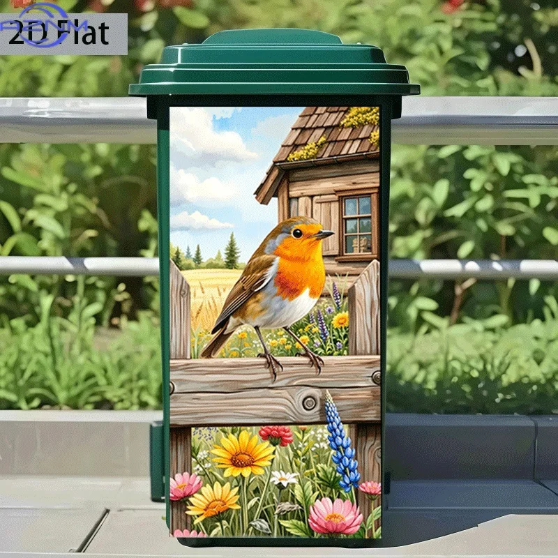 2D Flat Printing 1pc Trash Can Sticker 14.57×32.28inch, 