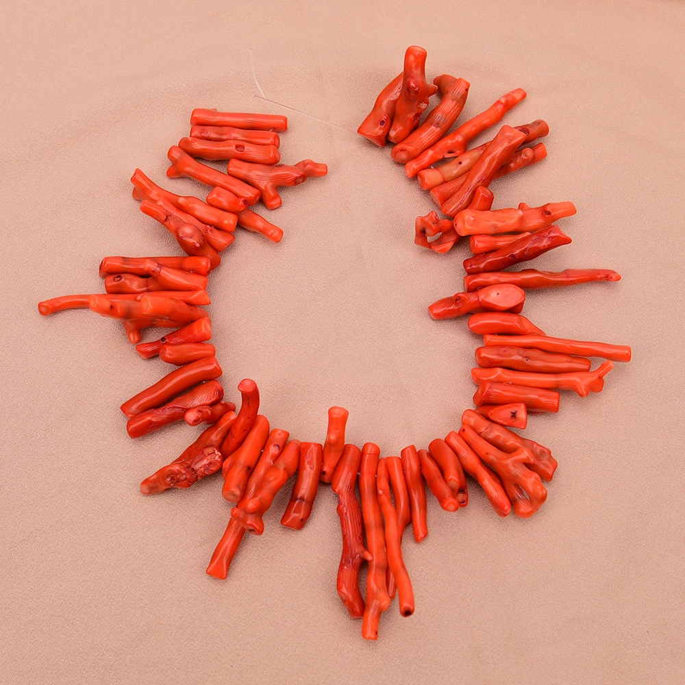 APDGG Natural Orange Coral Sea Bamboo Freedom Top Drilled Strand Loose Beads Jewelry Making DIY