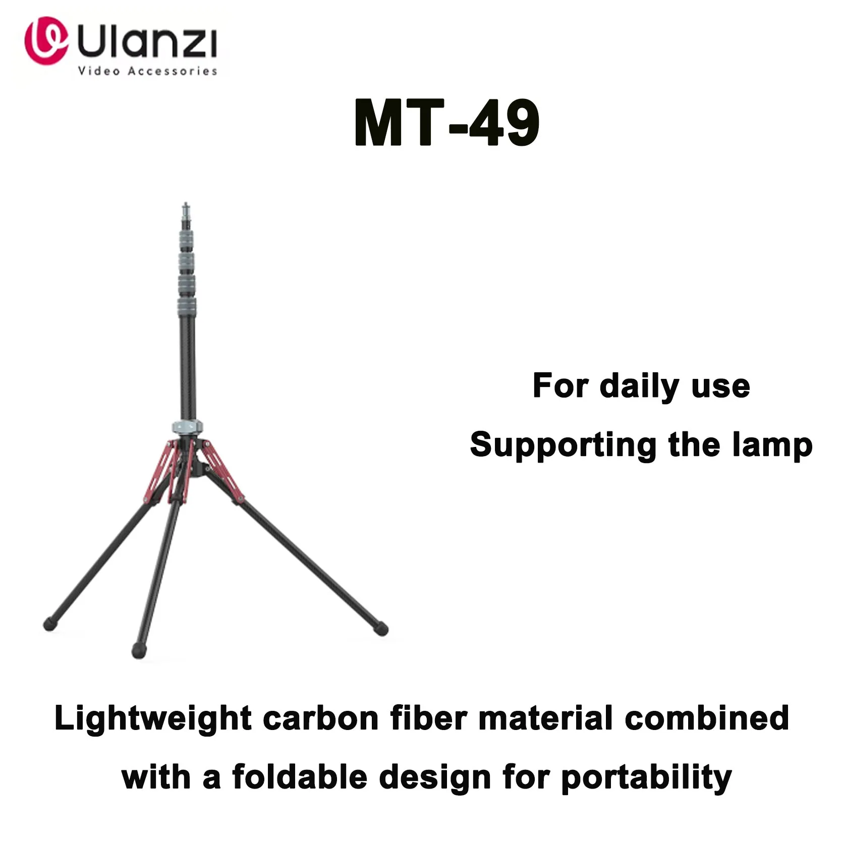 

Original Ulanzi MT-49 Carbon Fiber Lightweight Foldable Tripod For Film And TV Lighting Flash Bracket DSLR Camera Tripod