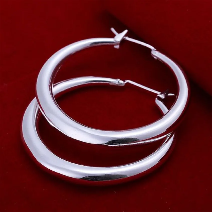 925 Sterling Silver charms 3.5cm circle hoop earrings high quality 18K gold plated Fashion party Jewelry Wedding Christmas Gifts