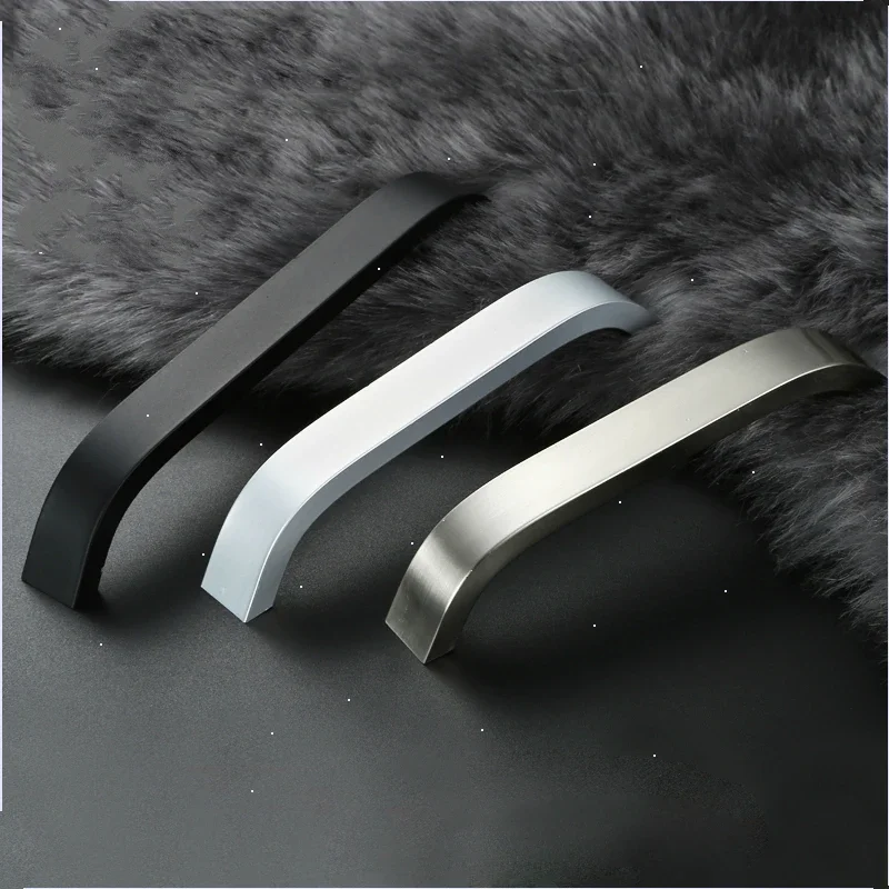 Aluminum Alloy Handle 96mm 128mm 160mm 192mm Kitchen Cabinet Knobs Handles Black Furniture Handle for Cabinet Drawer Pulls